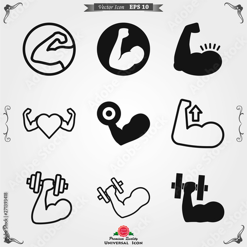 Muscle icon logo, illustration, vector sign symbol for design