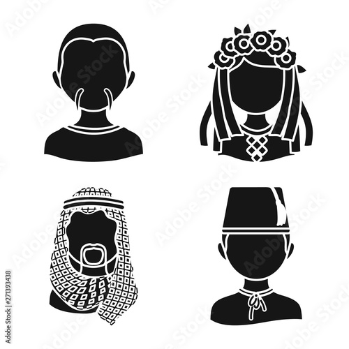 Vector illustration of person and culture icon. Collection of person and race  vector icon for stock.