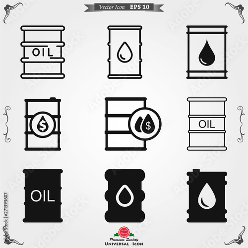 Oil drum container icon logo, illustration, vector sign symbol for design