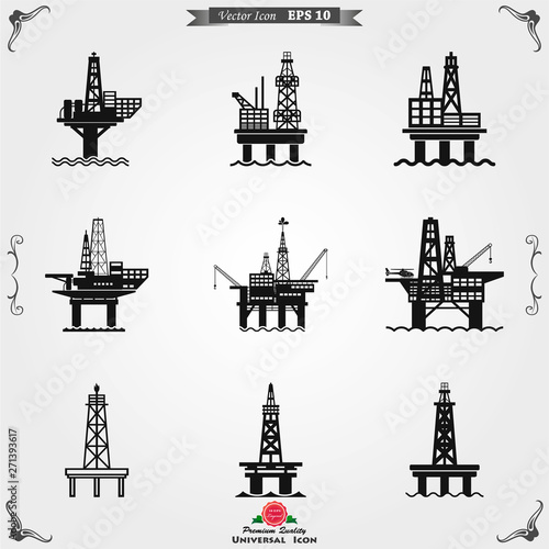 Oil platform iconfuel production logo, illustration, vector sign symbol for design
