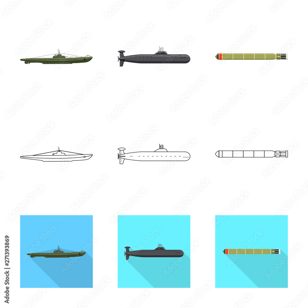 Vector illustration of war  and ship icon. Collection of war  and fleet vector icon for stock.