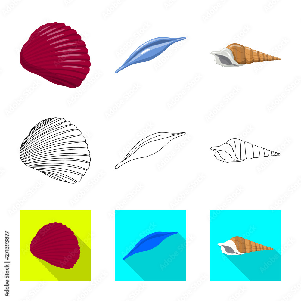 Vector design of animal and decoration sign. Set of animal and ocean vector icon for stock.