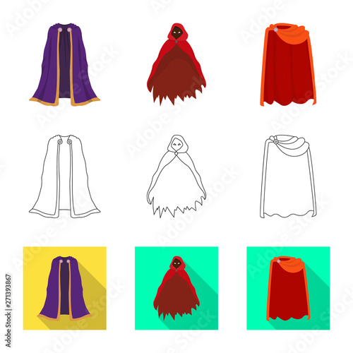 Vector illustration of material and clothing symbol. Set of material and garment vector icon for stock.