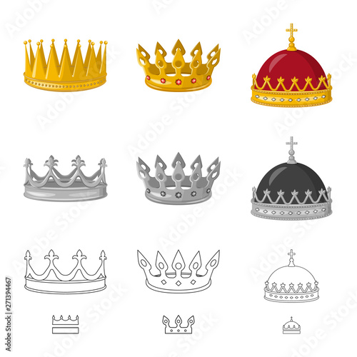 Isolated object of medieval and nobility logo. Set of medieval and monarchy vector icon for stock.