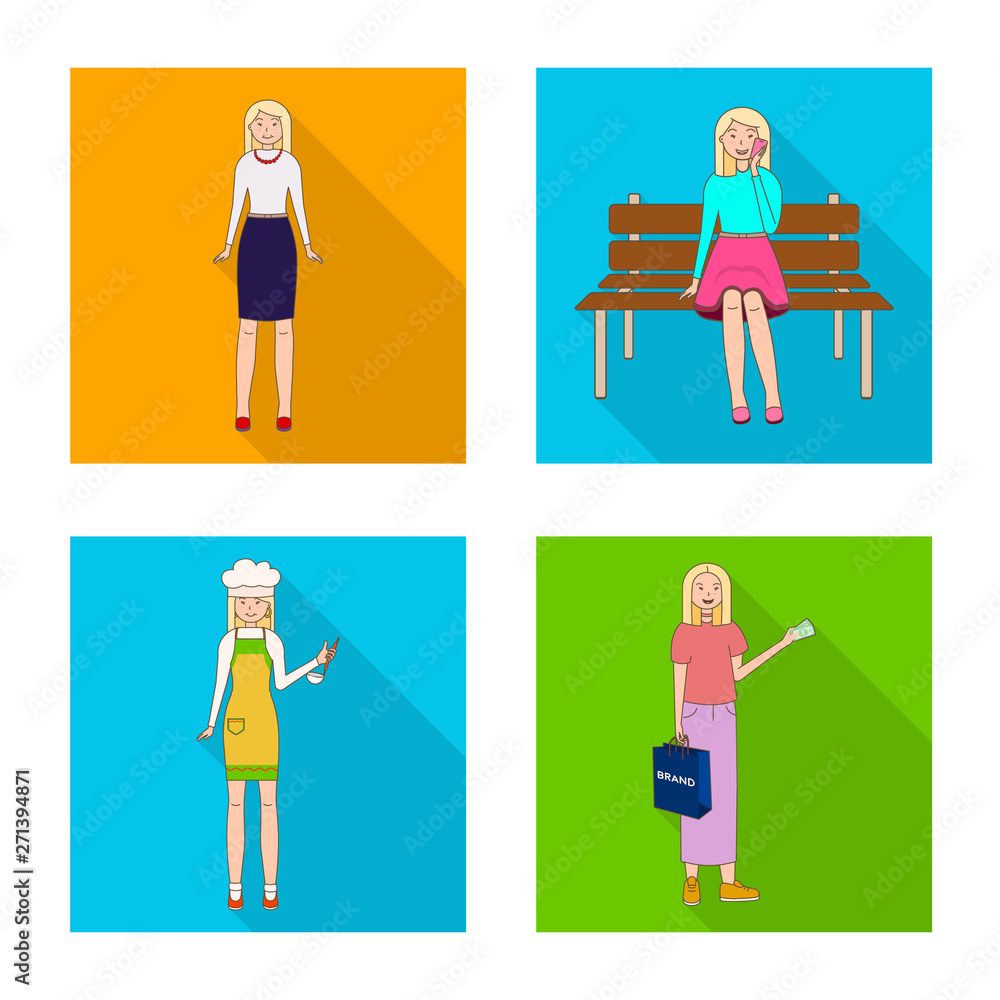 Vector design of woman and body icon. Set of woman and style stock symbol for web.