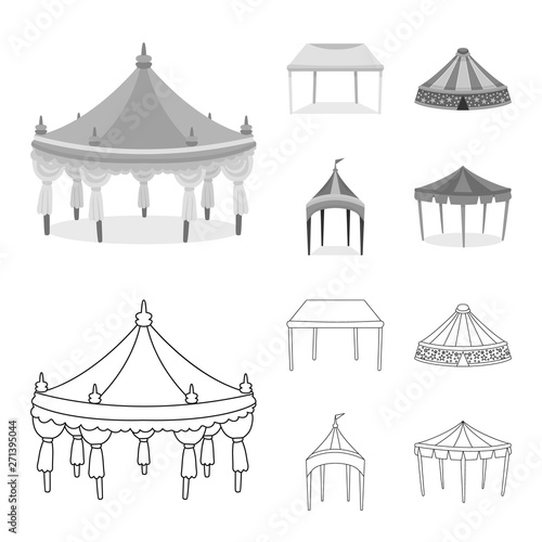 Isolated object of roof and folding logo. Collection of roof and architecture vector icon for stock.