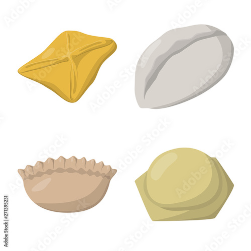 Isolated object of dumplings and food  symbol. Collection of dumplings and stuffed vector icon for stock.