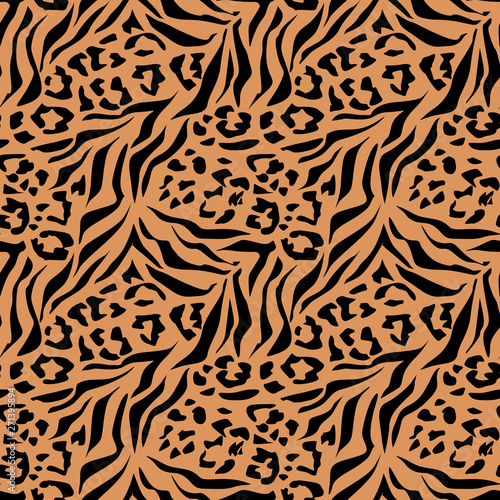 Tiger, leopard black and brown abstract pattern.