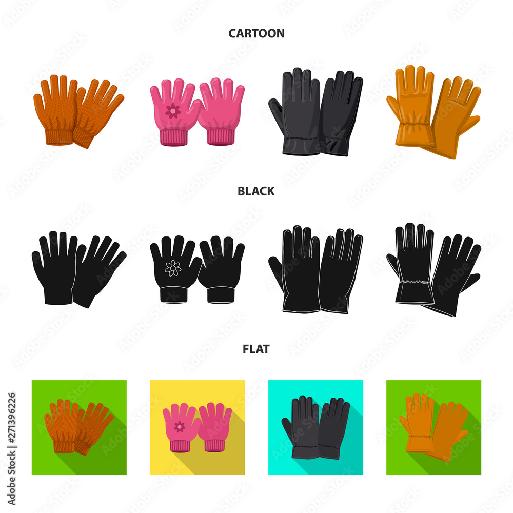 Isolated object of glove and winter symbol. Set of glove and equipment stock symbol for web. Isolated object of glove and winter symbol. Set of glove and equipment stock symbol for web.