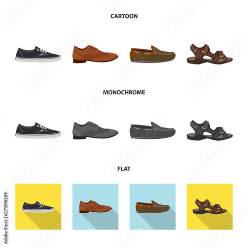 Vector design of shoe and footwear sign. Collection of shoe and foot stock symbol for web.