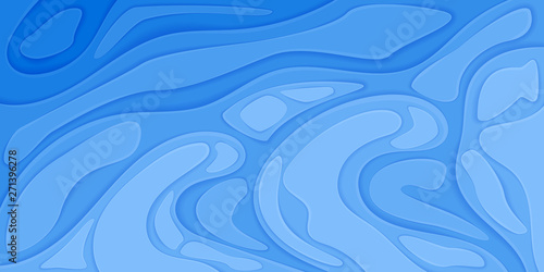 3d illustration with sea waves in paper cut style. Vector image of the ocean for website design, marine concept, abstract background for cards.
