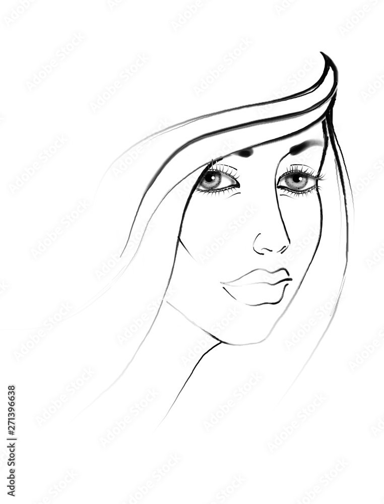 easy sketch of a portrait of a beautiful girl