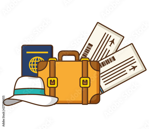 vacations suitcase passport tickets
