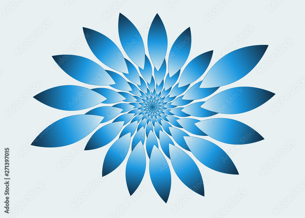 isolated fractal flower in blue shades on clear gray isolated fractal flower in blue shades on clear gray