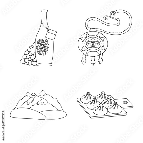 Vector illustration of traditions and national icon. Collection of traditions and sightseeing stock vector illustration.