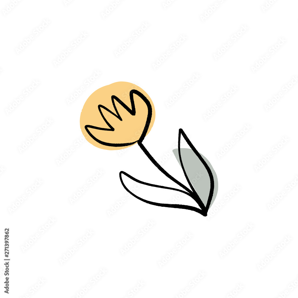 Modern flower ink sketch with abstract shapes. Vector Modern flower ink sketch with abstract shapes. Vector