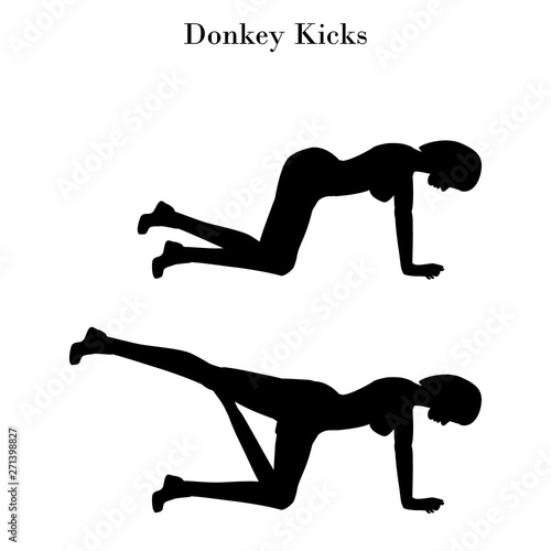 Donkey kicks exercise silhouette