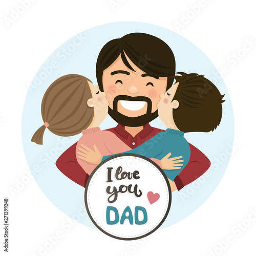 Happy fathers day scene. Family hug