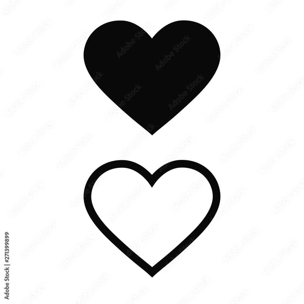 Heart vector icon, love icon isolated set. Illustration