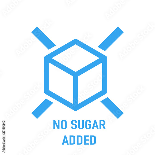 Sugar free label for no sugar added product package icon