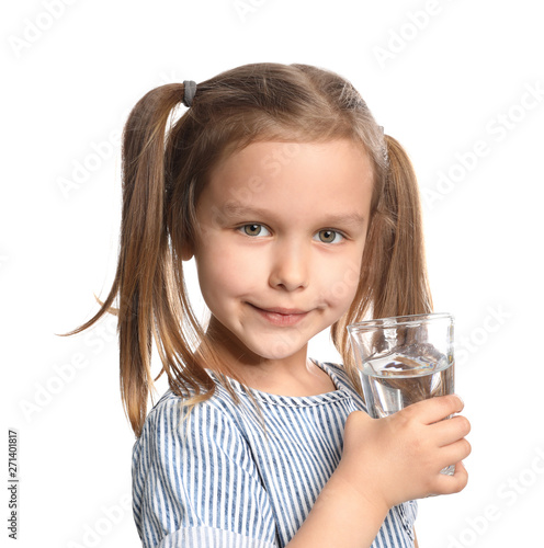 Cute little girl with glass...
