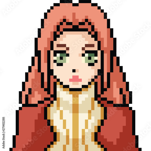 vector pixel art anime girl