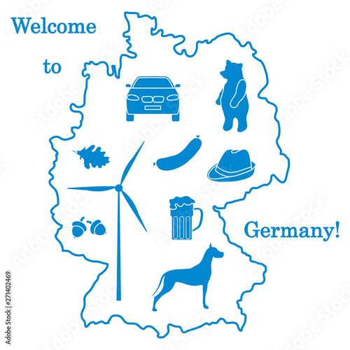 Vector illustration with various symbols of Germany. Travel and leisure.