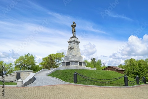 Muravyov-Amursky monument. Khabarovsk, Amur river embankment. Far East, Russia. Nikolay Muravyov-Amursky was in 1847-1861 the governor general of East Siberia.