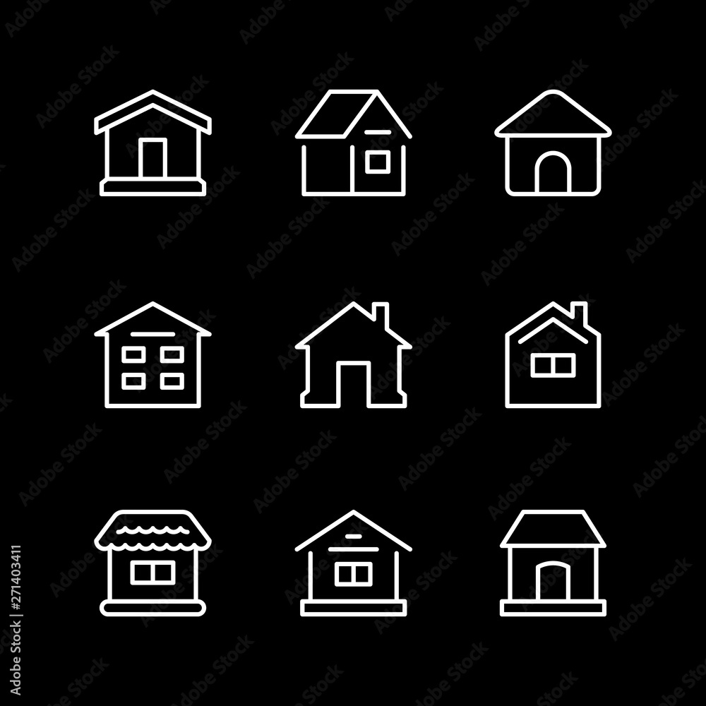 Set line outline icons of house