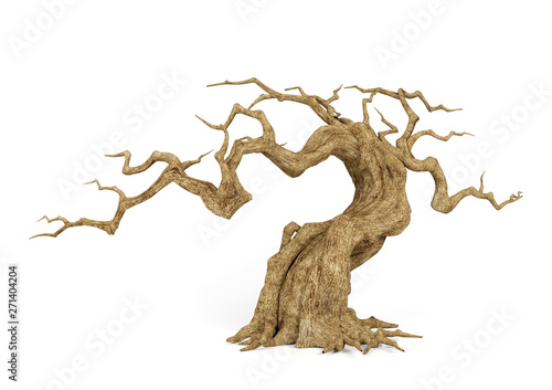 Dead withered tree isolated on white background, decorative object for Halloween scene, 3D rendering © G3D Studio