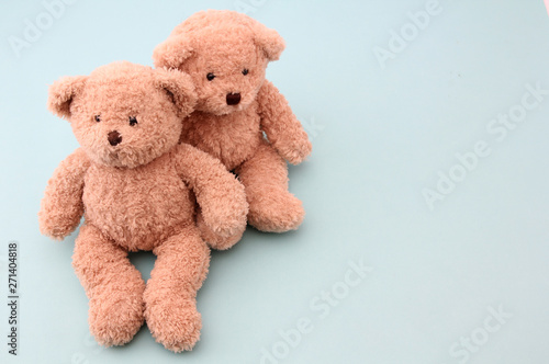 Teddy bear with blue background. © Justinboat29