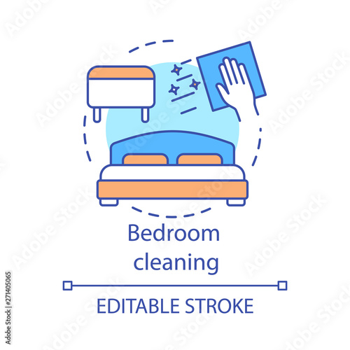 Bedroom cleaning concept icon