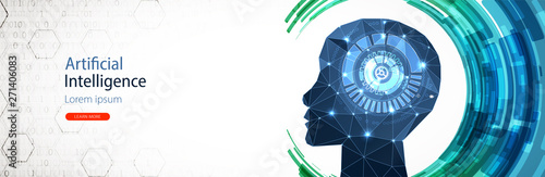 Artificial Intelligence concept.  Creative brain concept background. Vector science illustration.