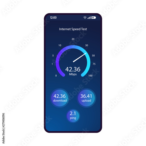 Internet speed test smartphone interface vector template