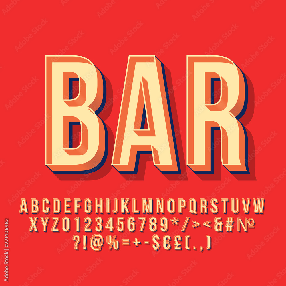 Bar 3d vintage vector lettering