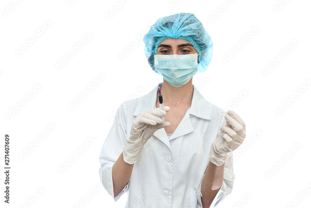 Doctor with ampoules isolated on white background Doctor with ampoules isolated on white background