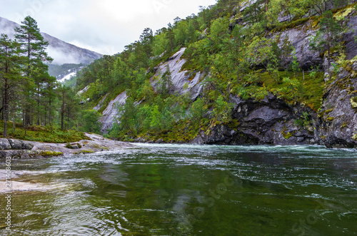 Nyastølfossen waterfall near Kinsarvik, Norway