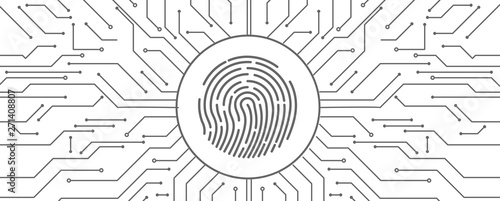 Abstract fingerprint technology business background. Circuit security style