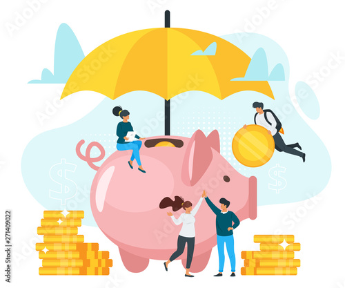 Money insurance flat vector illustration