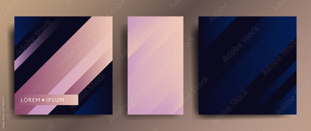 Fototapeta premium Set of three elegant abstract template design with graphic elements. 