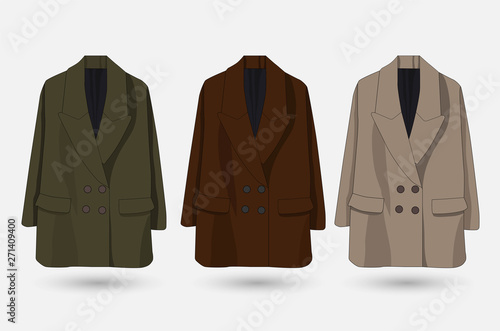 Set of colored women's coats