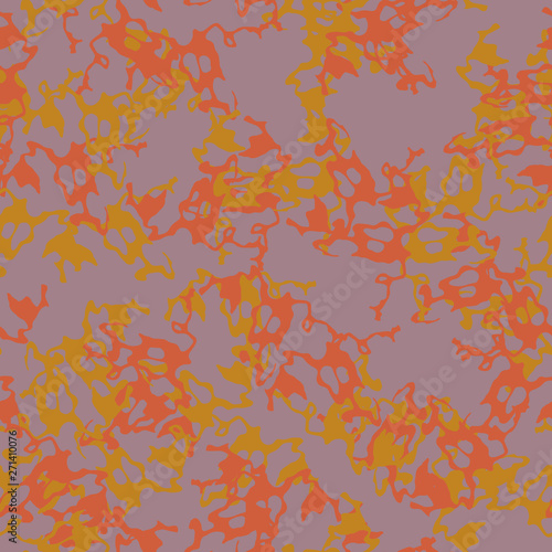 UFO camouflage of various shades of toadstool, mango and chai tea colors