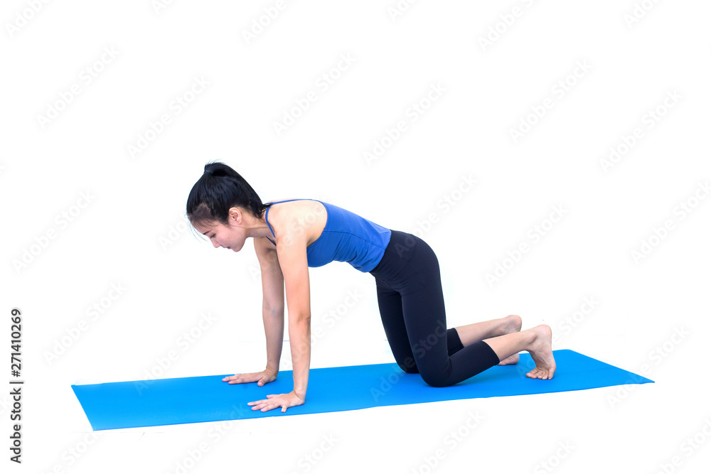 Beautiful Asia girl practicing yoga on isolated white background : Concept practicing Beautiful Asia girl practicing yoga on isolated white background : Concept practicing