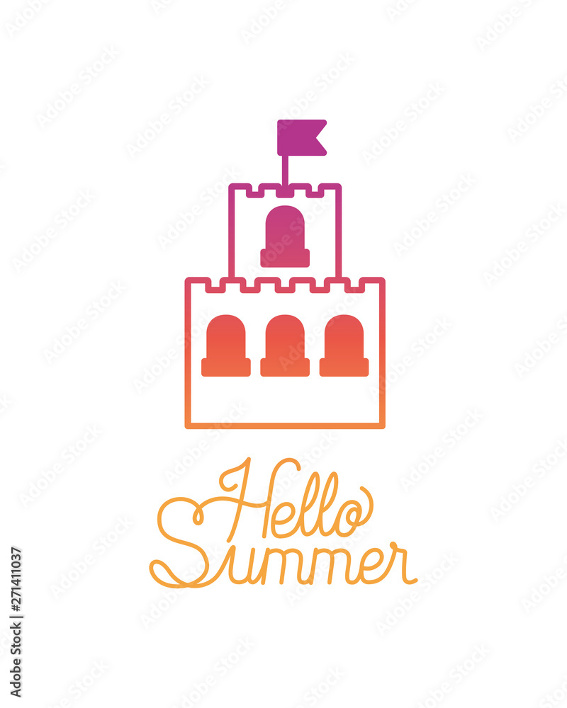 hello summer label with colorful image hello summer label with colorful image