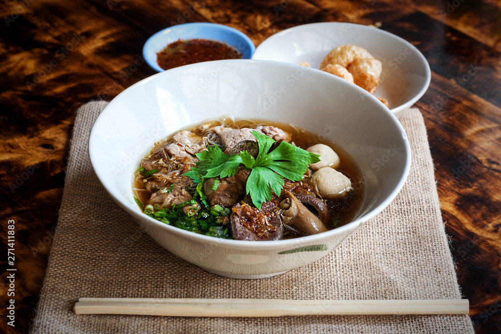 THAI BOAT NOODLE SOUP or KUAYTIAW REUA This delicious Thai noodle soup