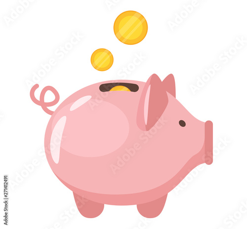 Piggy bank flat vector illustration © thruer