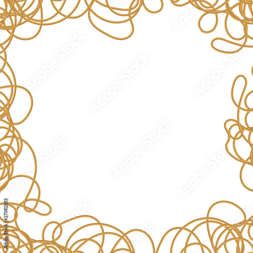 Rope Seamless Pattern on White Backround. Cute Rope Frame.