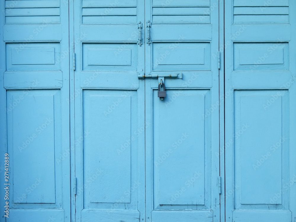 vintage blue wood door thai style