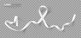 Lung Cancer Awareness Month. White Color Ribbon Isolated On Transparent Background. Vector Design Template For Poster.