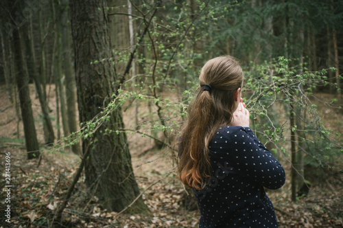 Walking in the spring forest